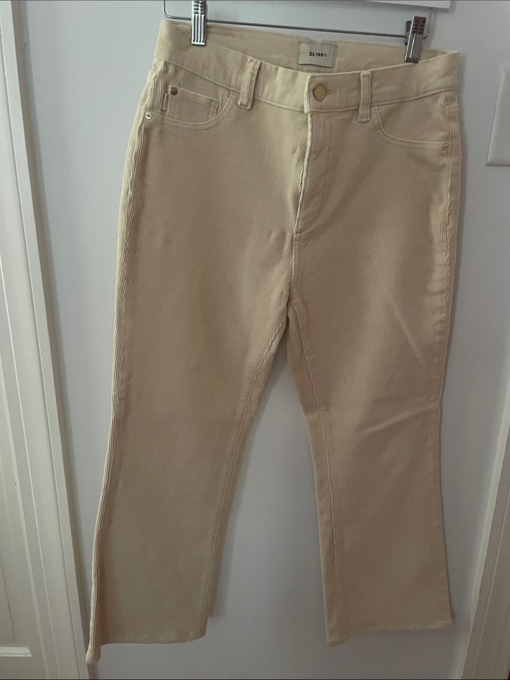 DL1961 Cream Corduroy Boot Crop  Jeans